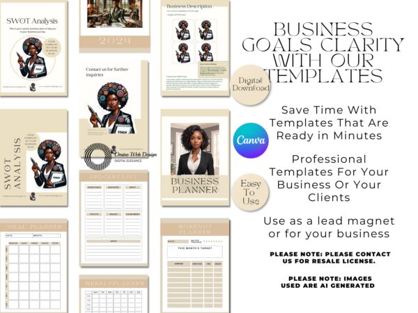 Business Planner Template | 70 Pages Canva Template for Action Plan, Goal Setting, SWOT Analysis & Financial Planning - Image 5