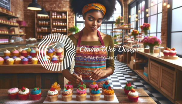 Two Vibrant Bake Shop Image | African American Cupcake Baker Decor | Culinary Art Digital Download | AI Image Wall Art