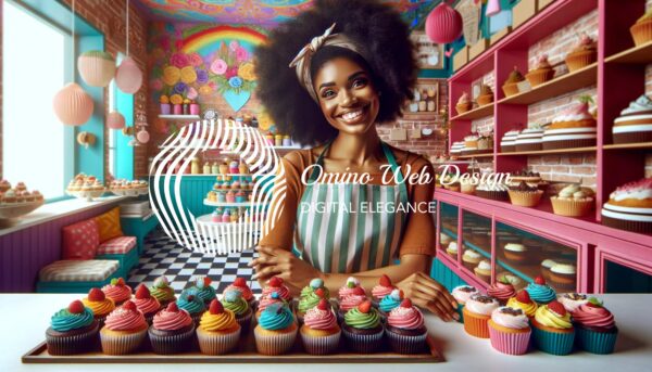 Two Vibrant Bake Shop Image | African American Cupcake Baker Decor | Culinary Art Digital Download | AI Image Wall Art - Image 2