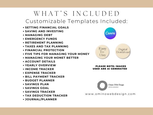 Financial Planner | Canva Templates | 50 Pages | Savings plan | Instant Download | Set Goals | Manage Debt | Retirement plan | Budget Plan