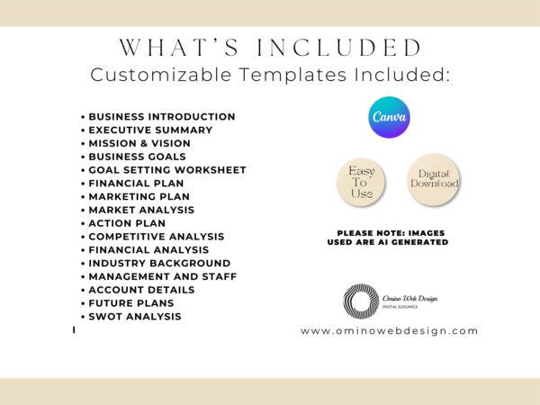 Business Planner Template | 70 Pages Canva Template for Action Plan, Goal Setting, SWOT Analysis & Financial Planning