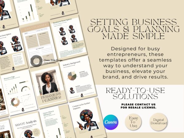 Business Planner Template | 70 Pages Canva Template for Action Plan, Goal Setting, SWOT Analysis & Financial Planning - Image 6