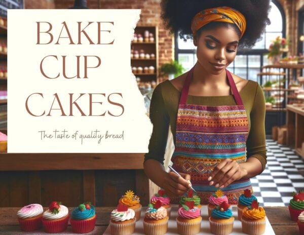 Two Vibrant Bake Shop Image | African American Cupcake Baker Decor | Culinary Art Digital Download | AI Image Wall Art - Image 8