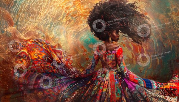 Elegant African Woman Digital Art | Instant Download | Digital Black Woman Art | Contemporary AI Image | Modern Wall Decor |